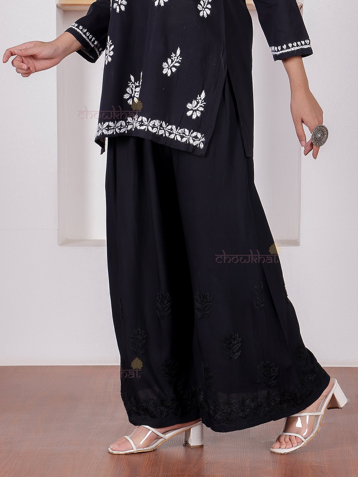 Shaima Rayon Chikankari Straight Palazzo - Chowkhat Lifestyle