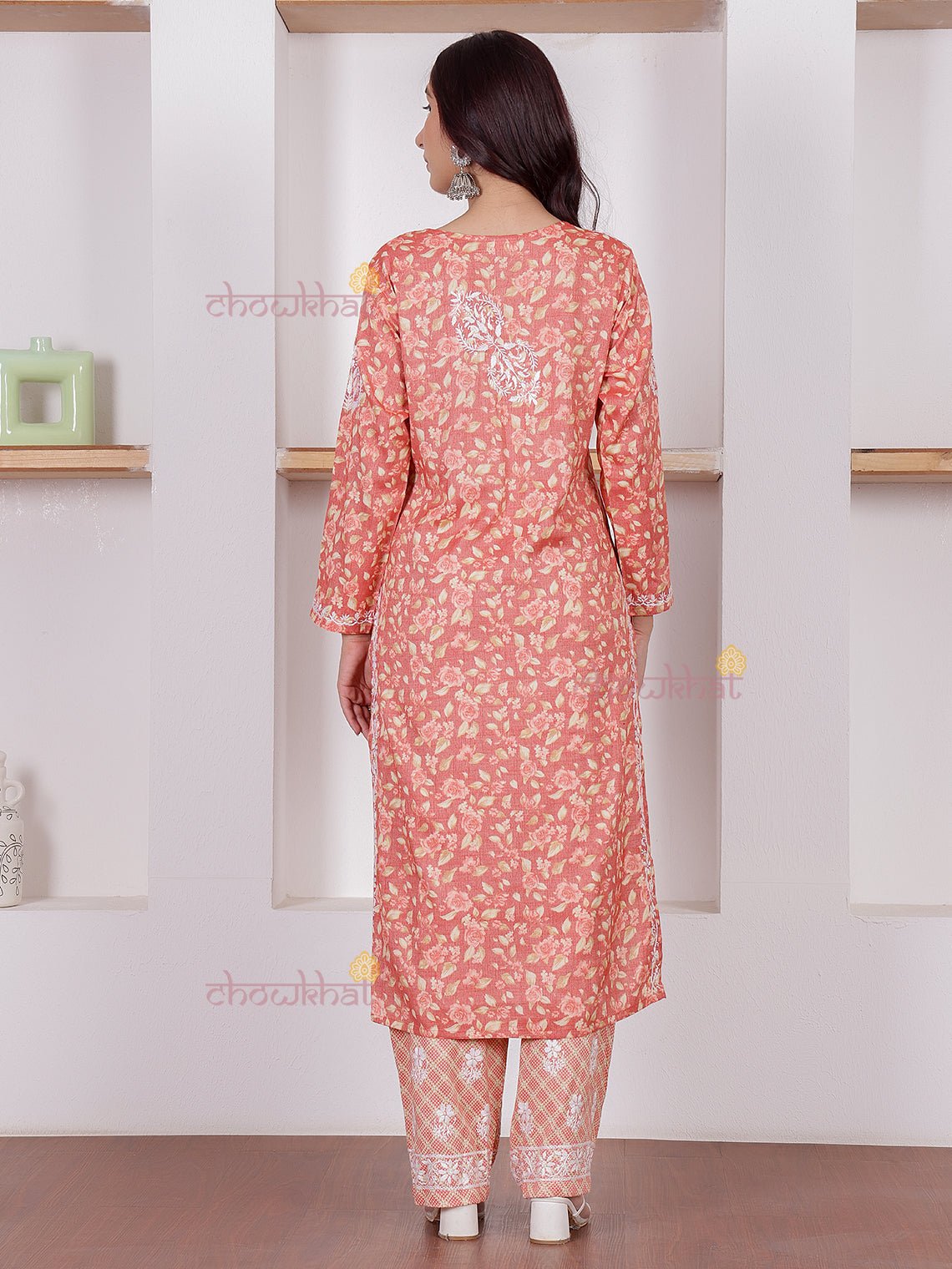 Shanaya Rayon Slub Chikankari Kurti & Palazzo Set - Chowkhat Lifestyle