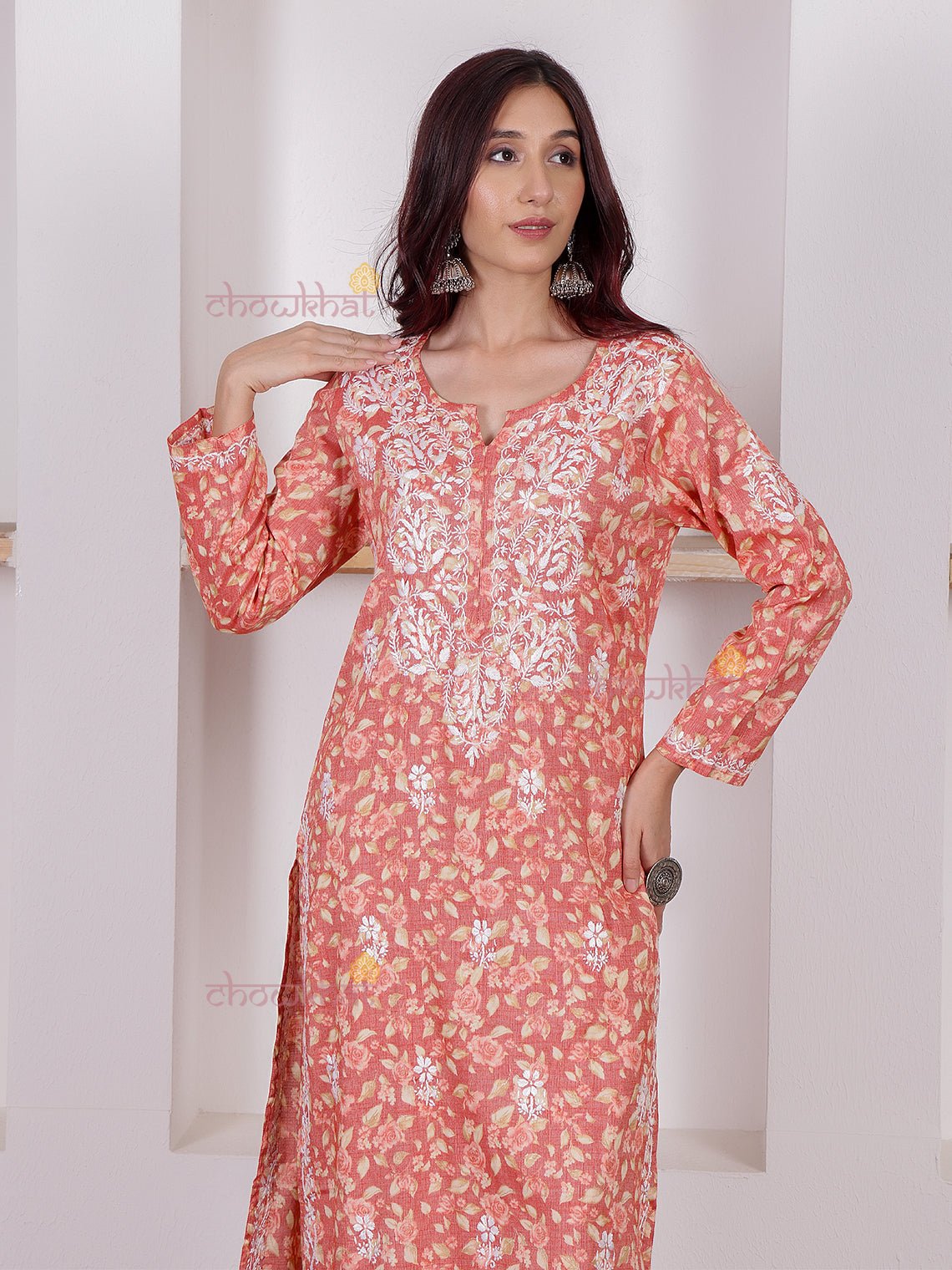 Shanaya Rayon Slub Chikankari Kurti & Palazzo Set - Chowkhat Lifestyle