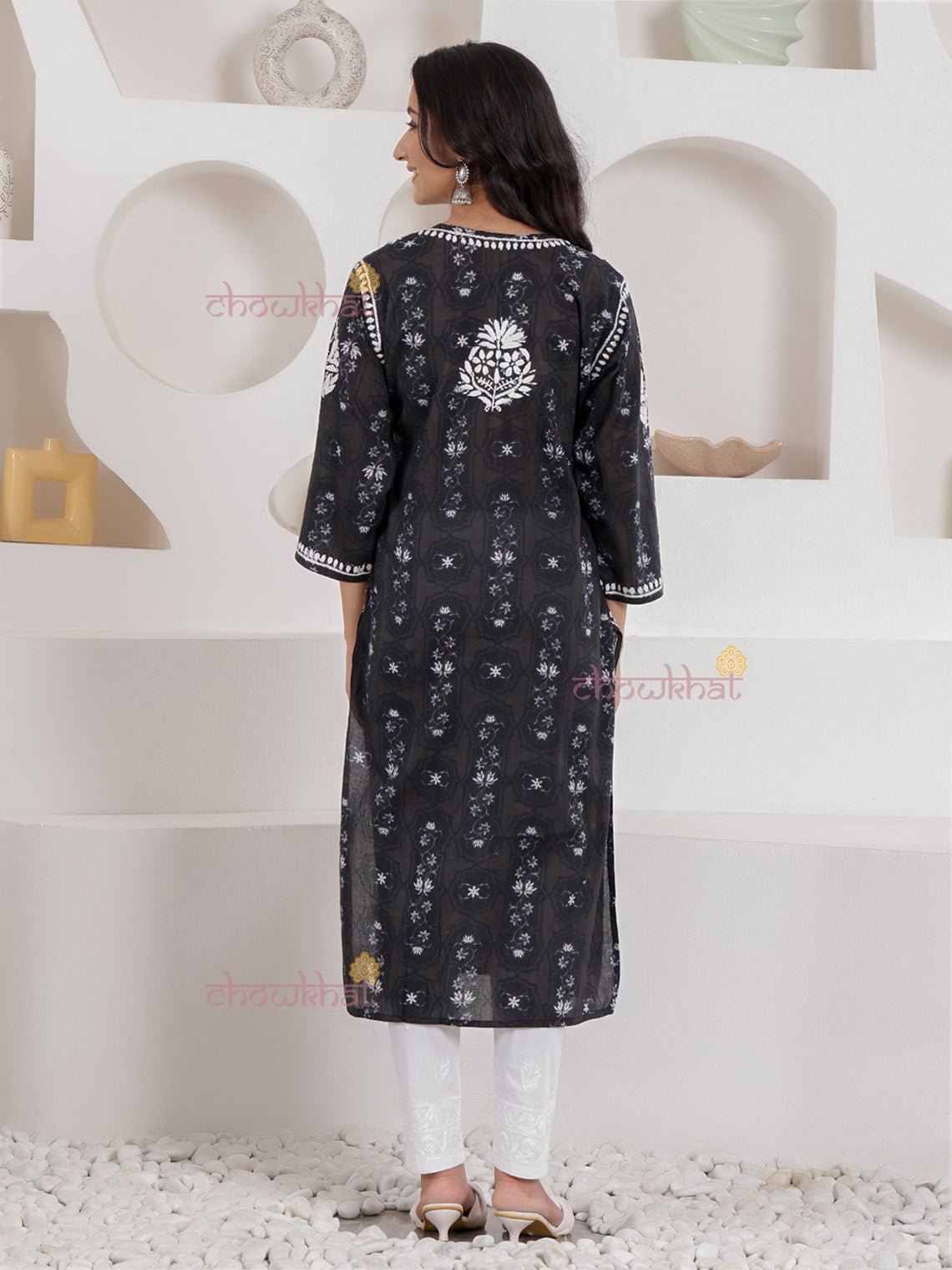 Iqra Mul Cotton Chikankari Kurti - Chowkhat Lifestyle