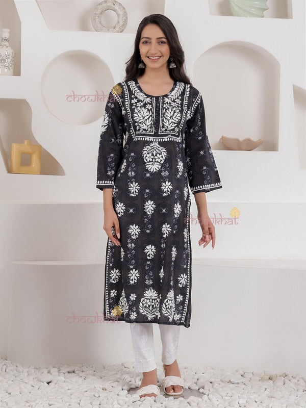 Iqra Mul Cotton Chikankari Kurti - Chowkhat Lifestyle