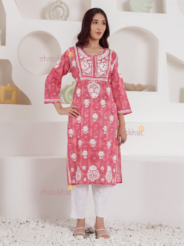 Hiba Mul Cotton Chikankari Kurti - Chowkhat Lifestyle