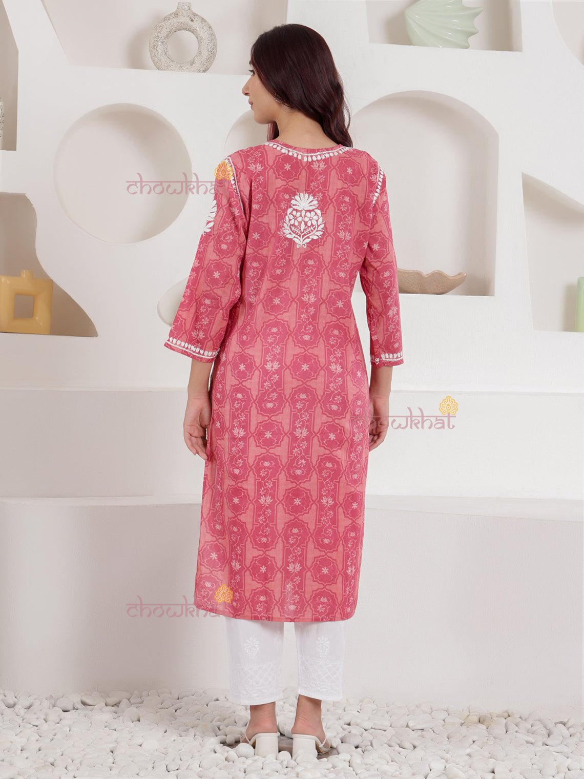 Hiba Mul Cotton Chikankari Kurti - Chowkhat Lifestyle