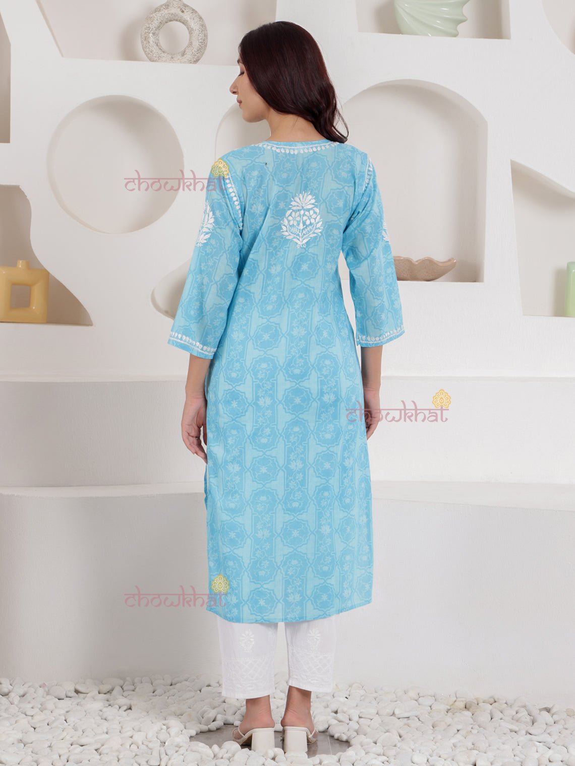 Hiba Mul Cotton Chikankari Kurti - Chowkhat Lifestyle