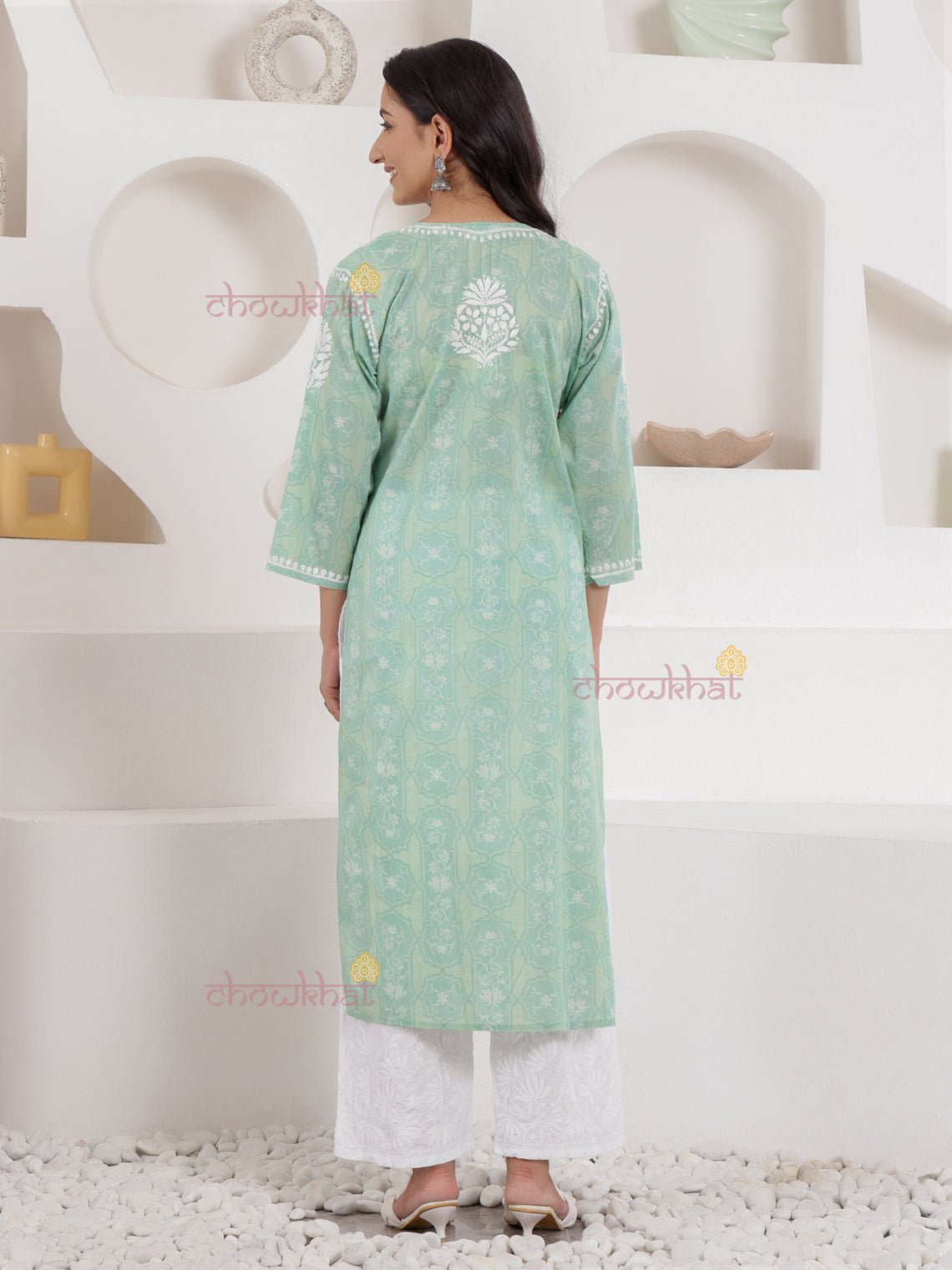 Hiba Mul Cotton Chikankari Kurti - Chowkhat Lifestyle