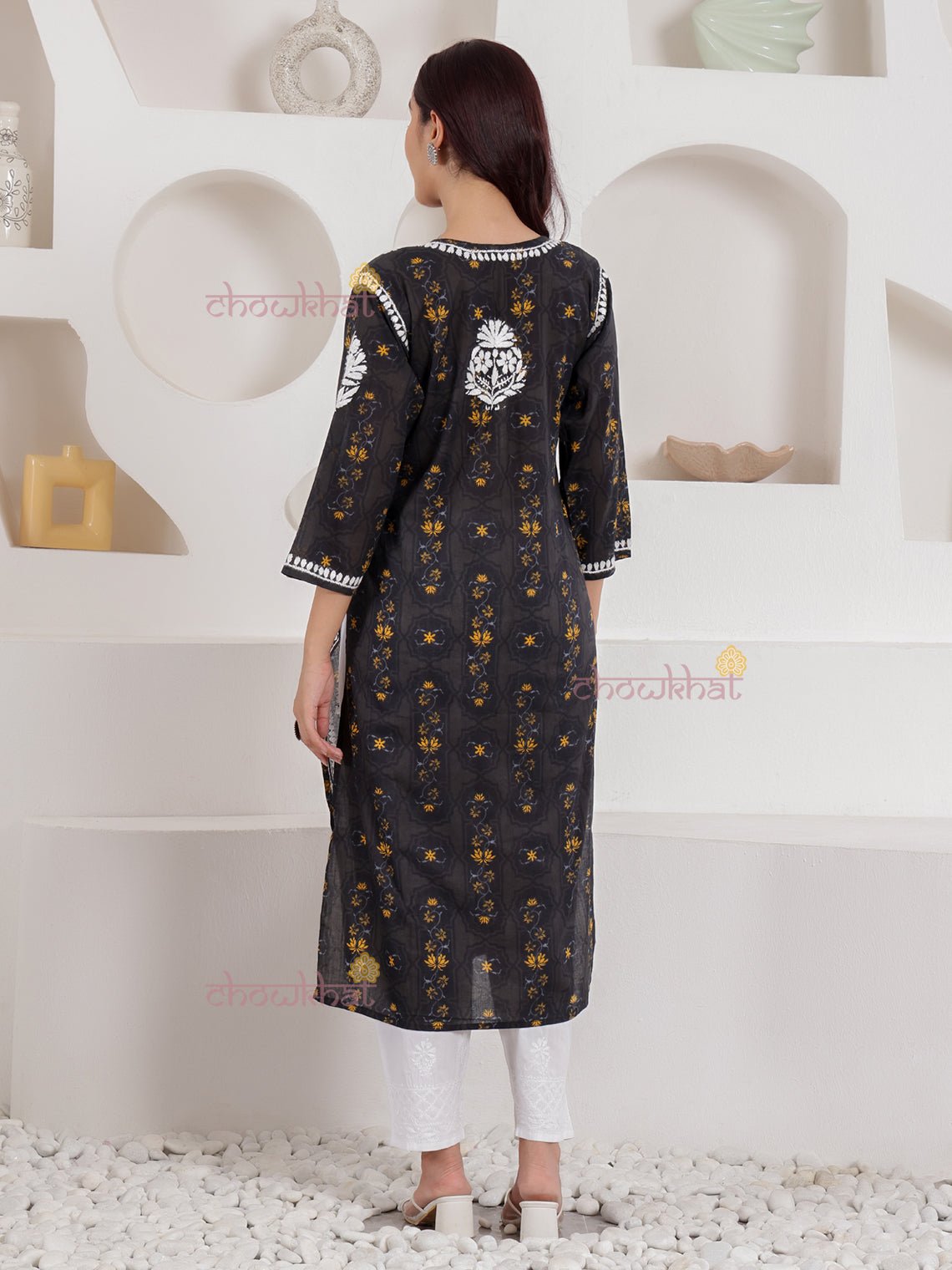 Iqra Mul Cotton Chikankari Kurti - Chowkhat Lifestyle