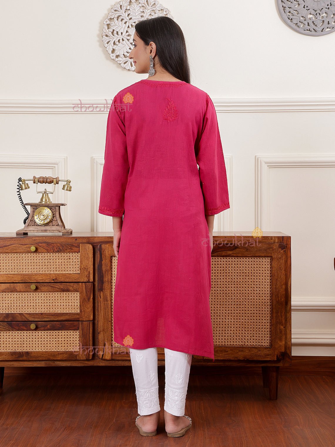 Hannah Slub Cotton Chikankari Kurti - Chowkhat Lifestyle