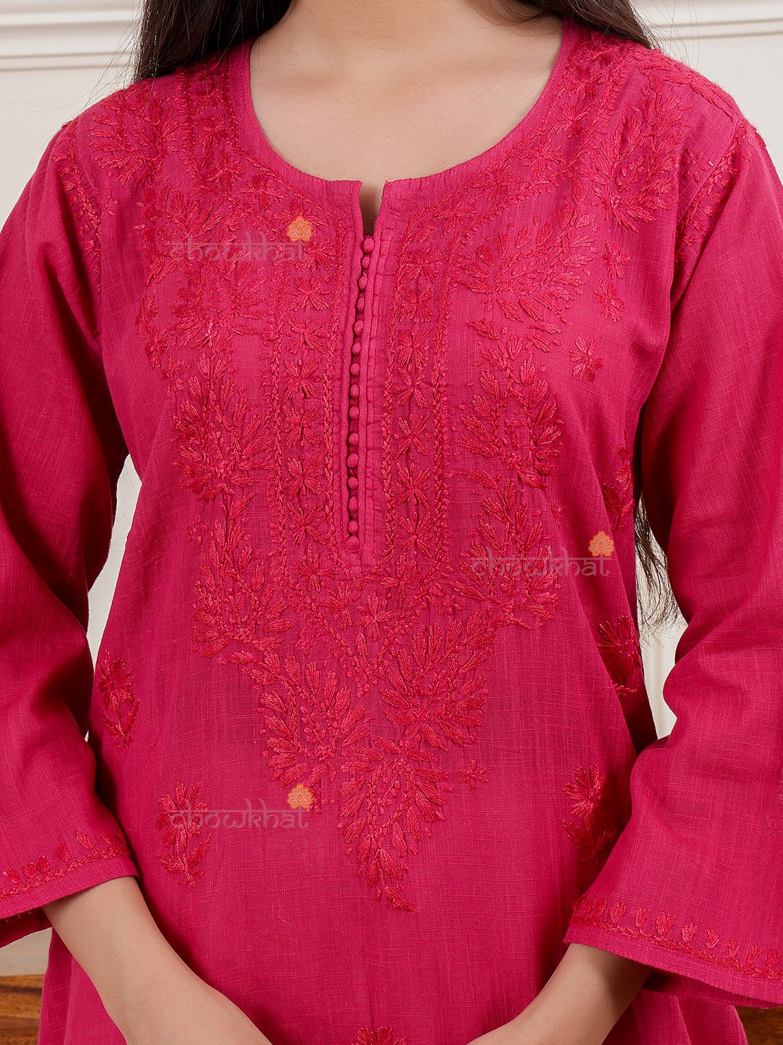 Hannah Slub Cotton Chikankari Kurti - Chowkhat Lifestyle