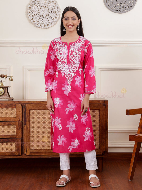 Hayat Mul Cotton Chikankari Kurti - Chowkhat Lifestyle