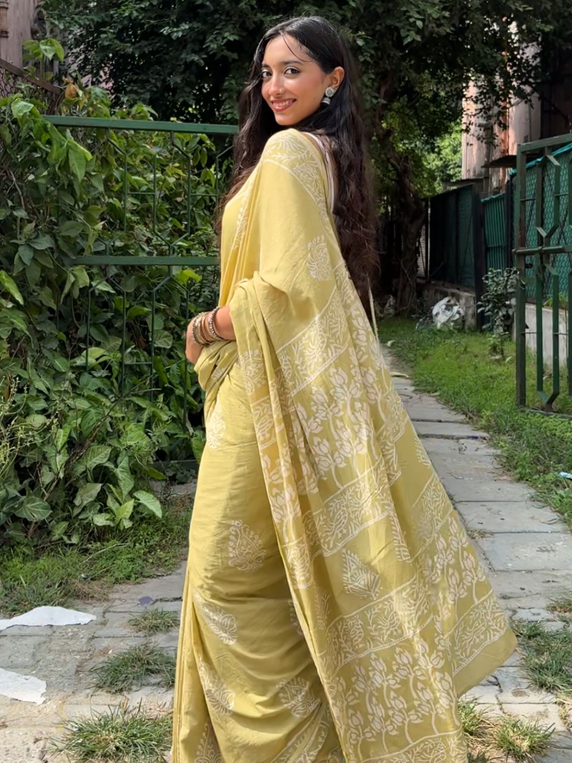 Dhani Pre- Draped Hand Block Mul Cotton Saree - Chowkhat Lifestyle