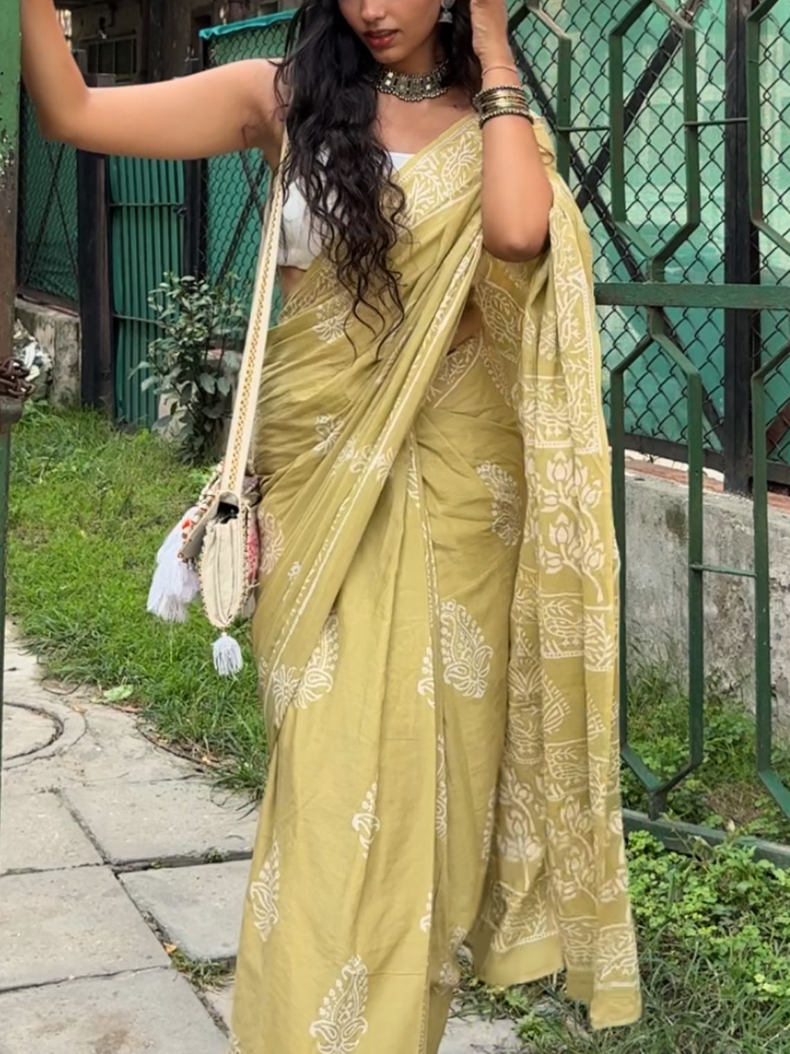 Dhani Pre- Draped Hand Block Mul Cotton Saree - Chowkhat Lifestyle
