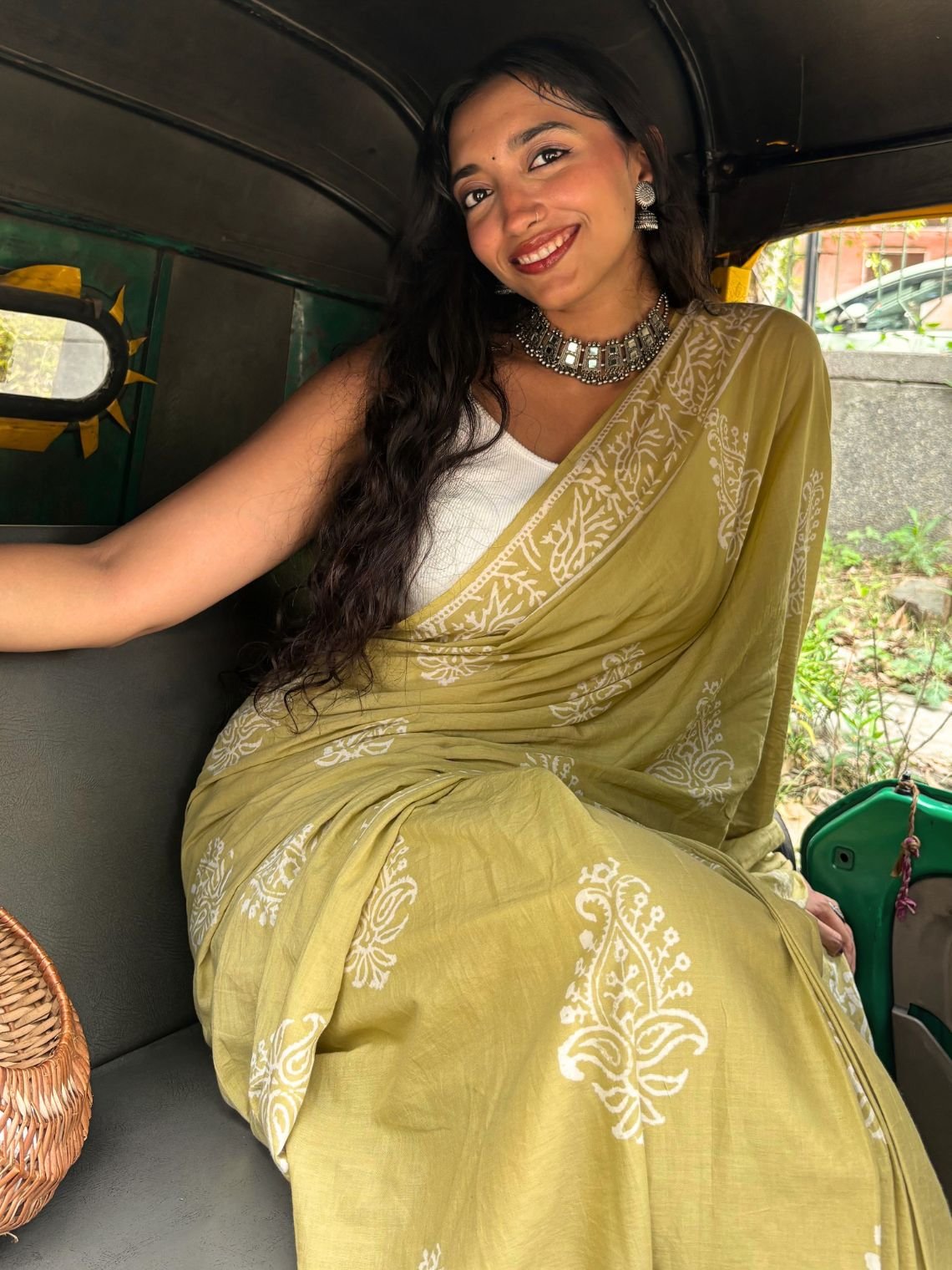 Dhani Pre- Draped Hand Block Mul Cotton Saree - Chowkhat Lifestyle