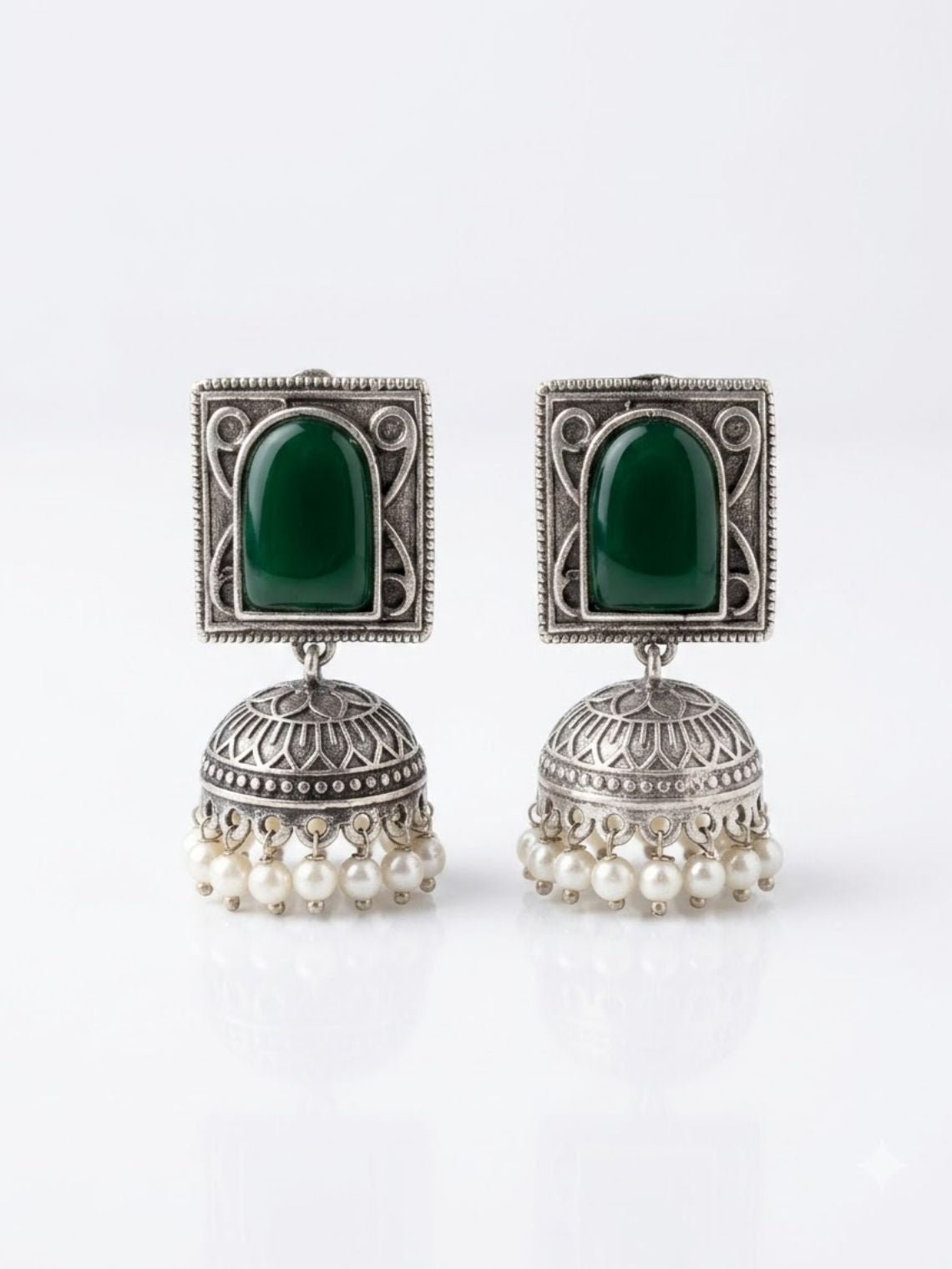 Ember Square German Silver Jhumki Earrings - Chowkhat Lifestyle
