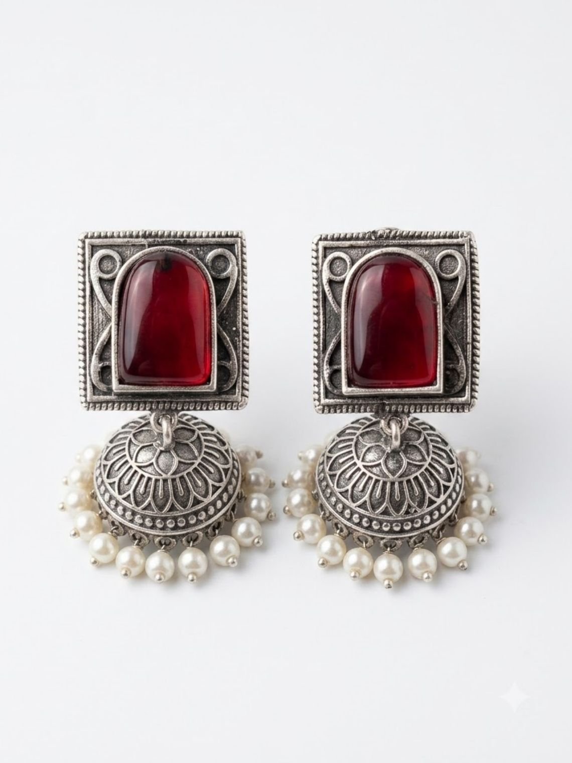 Ember Square German Silver Jhumki Earrings - Chowkhat Lifestyle