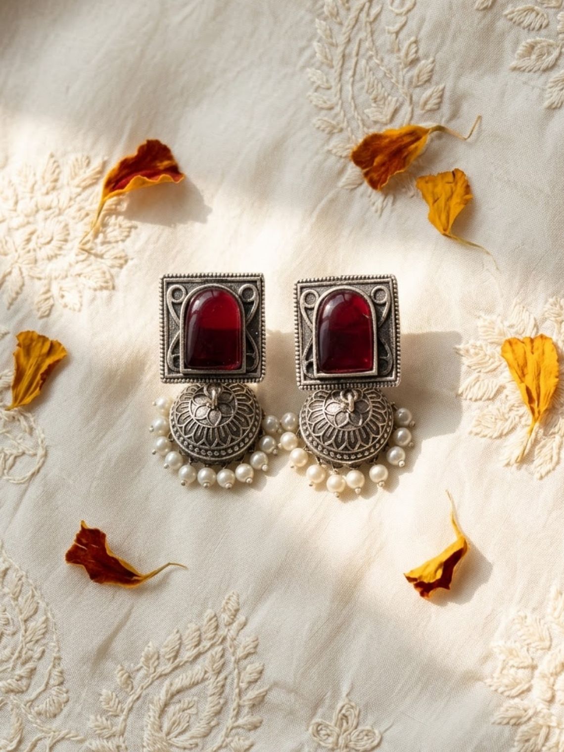 Ember Square German Silver Jhumki Earrings - Chowkhat Lifestyle