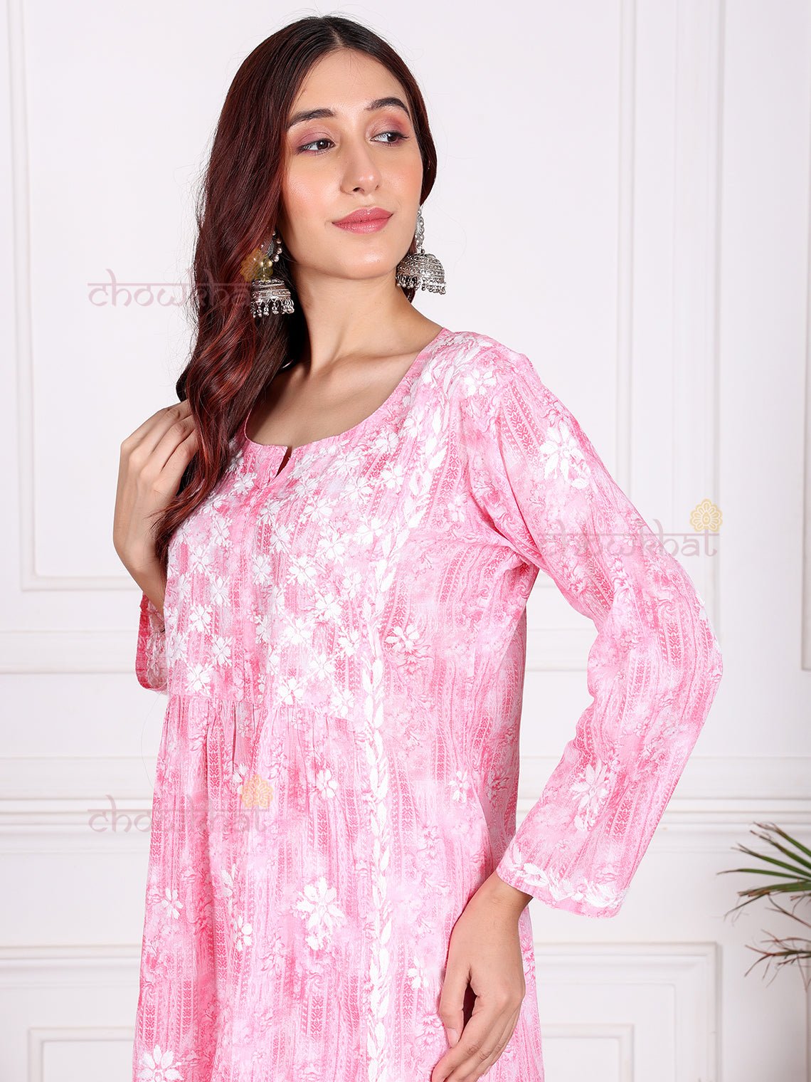 Keya Mul Cotton Nyra Style Chikankari Kurti - Chowkhat Lifestyle