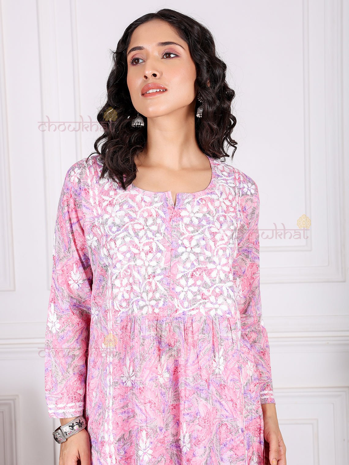 Jiya Mul Cotton Nyra Style Chikankari Kurti - Chowkhat Lifestyle