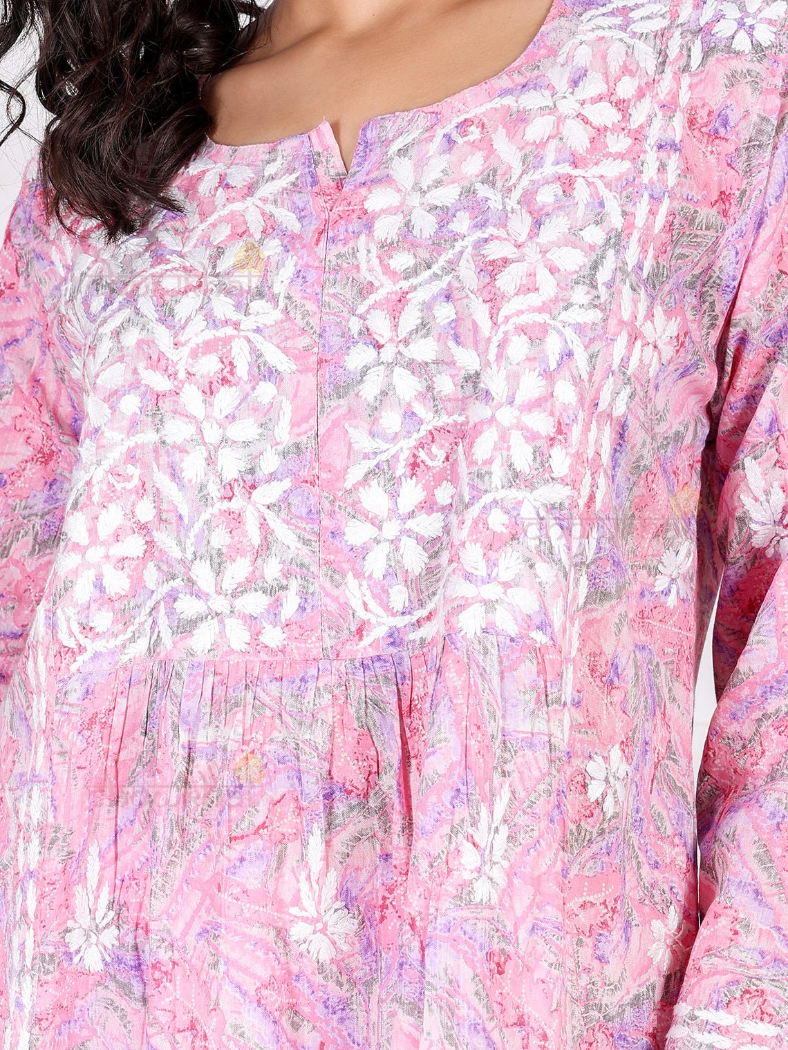 Jiya Mul Cotton Nyra Style Chikankari Kurti - Chowkhat Lifestyle