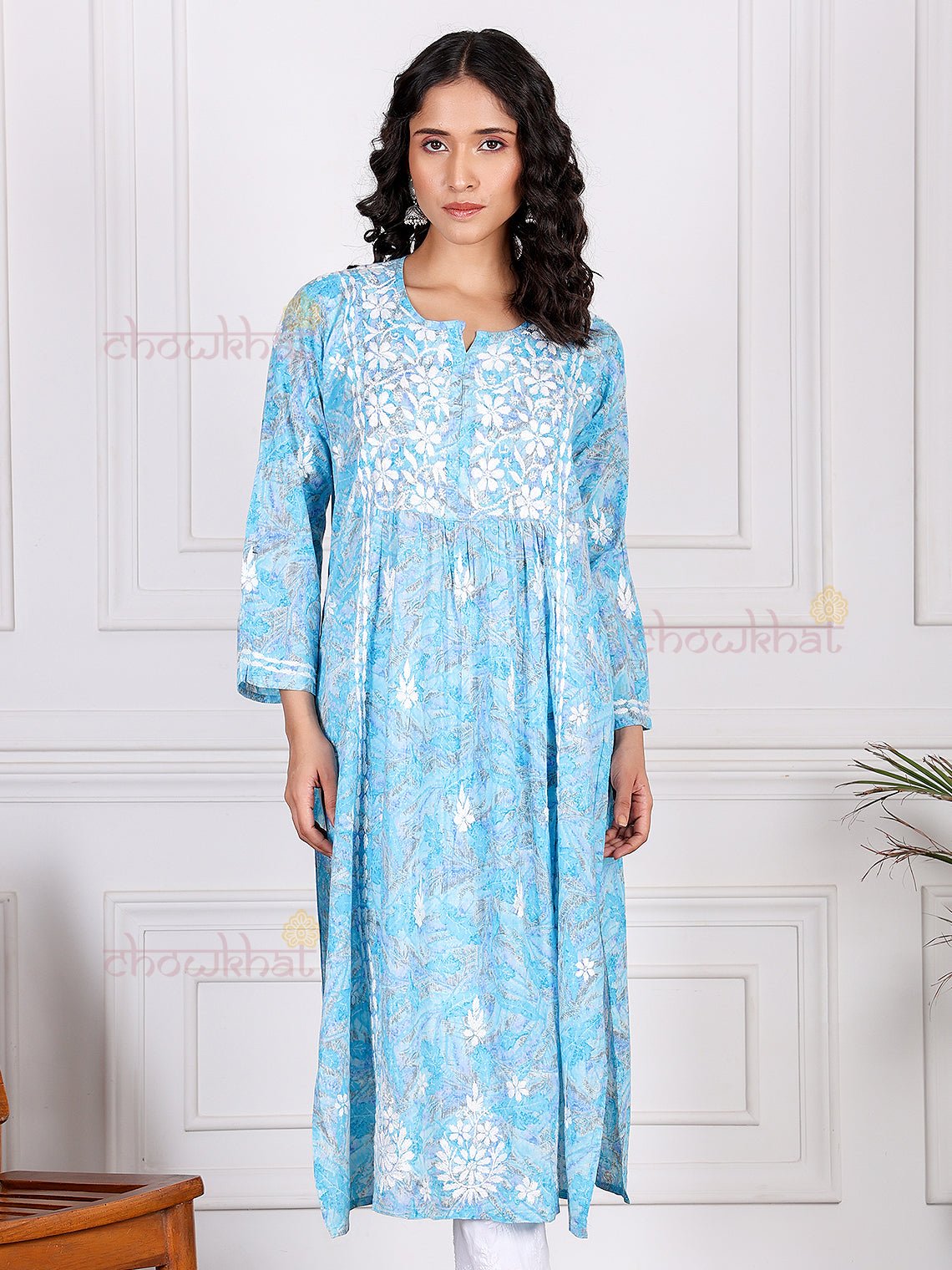 Jiya Mul Cotton Nyra Style Chikankari Kurti - Chowkhat Lifestyle