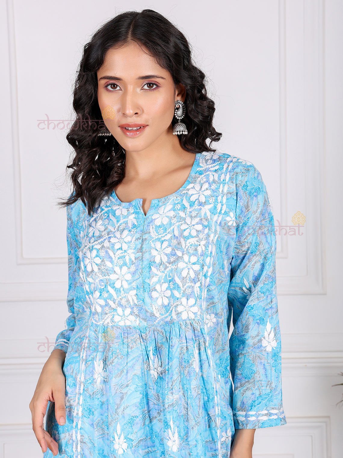 Jiya Mul Cotton Nyra Style Chikankari Kurti - Chowkhat Lifestyle