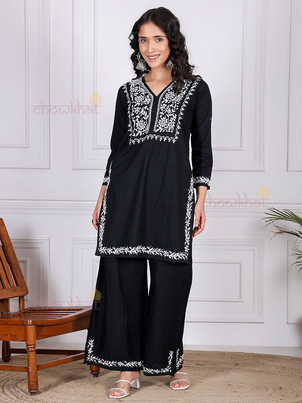 Asin Cotton Chikankari Kurti & Palazzo Set - Chowkhat Lifestyle