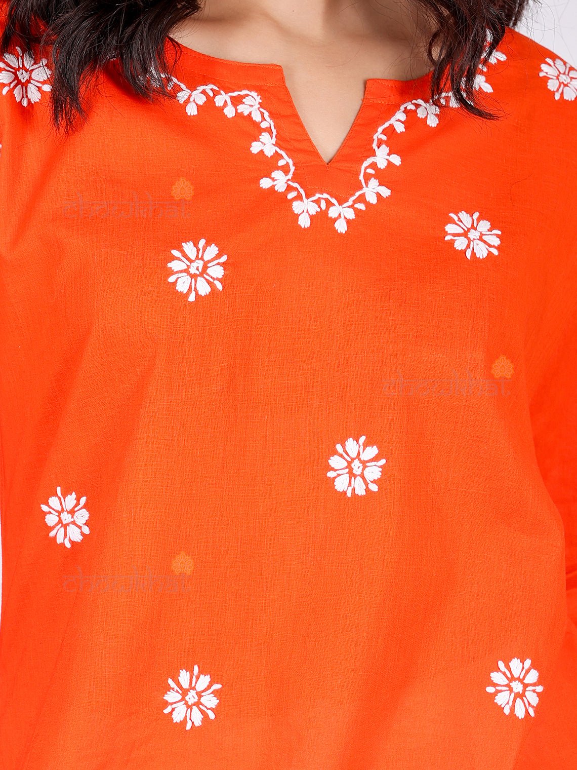 Saba Pure Cotton Chikankari Long Kurti - Chowkhat Lifestyle