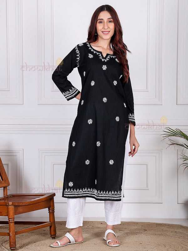 Saba Pure Cotton Chikankari Long Kurti - Chowkhat Lifestyle