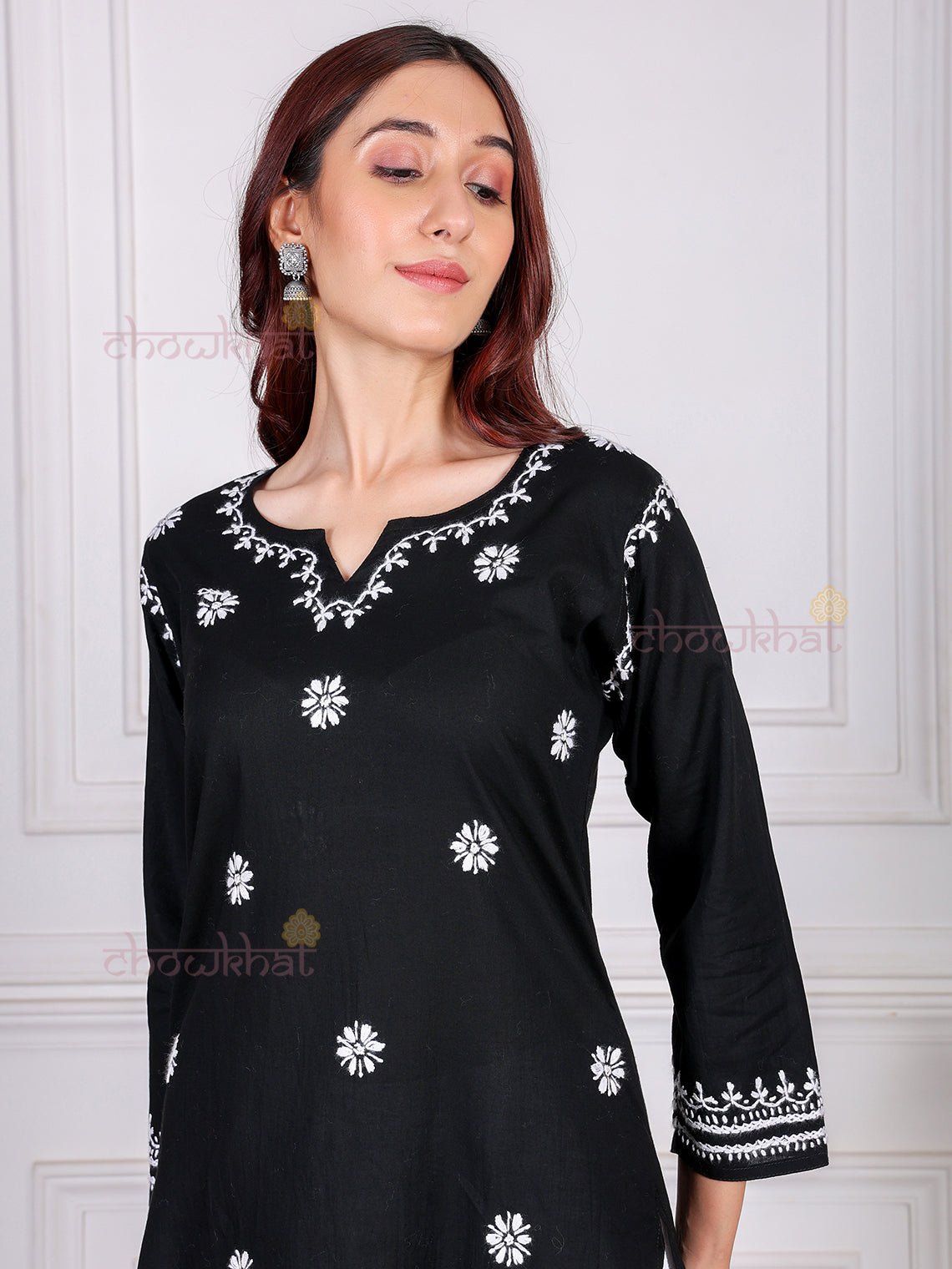 Saba Pure Cotton Chikankari Long Kurti - Chowkhat Lifestyle