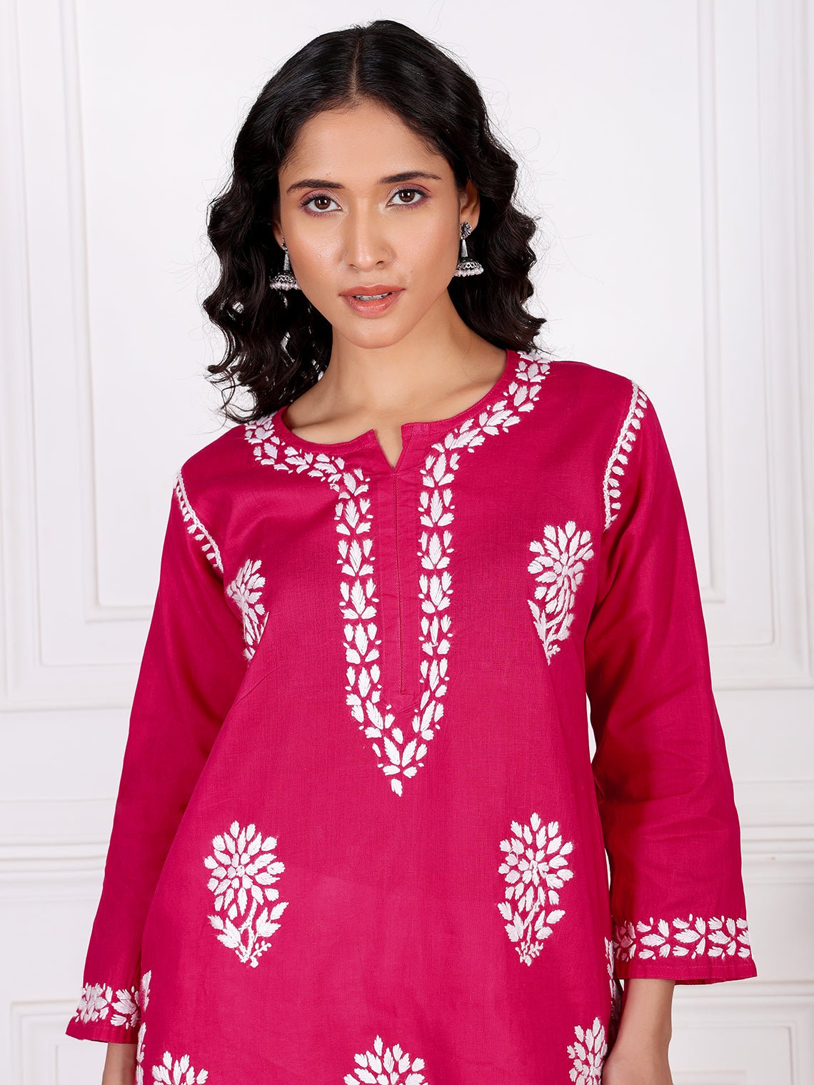 Aarna Cotton Straight Chikankari Kurti - Chowkhat Lifestyle