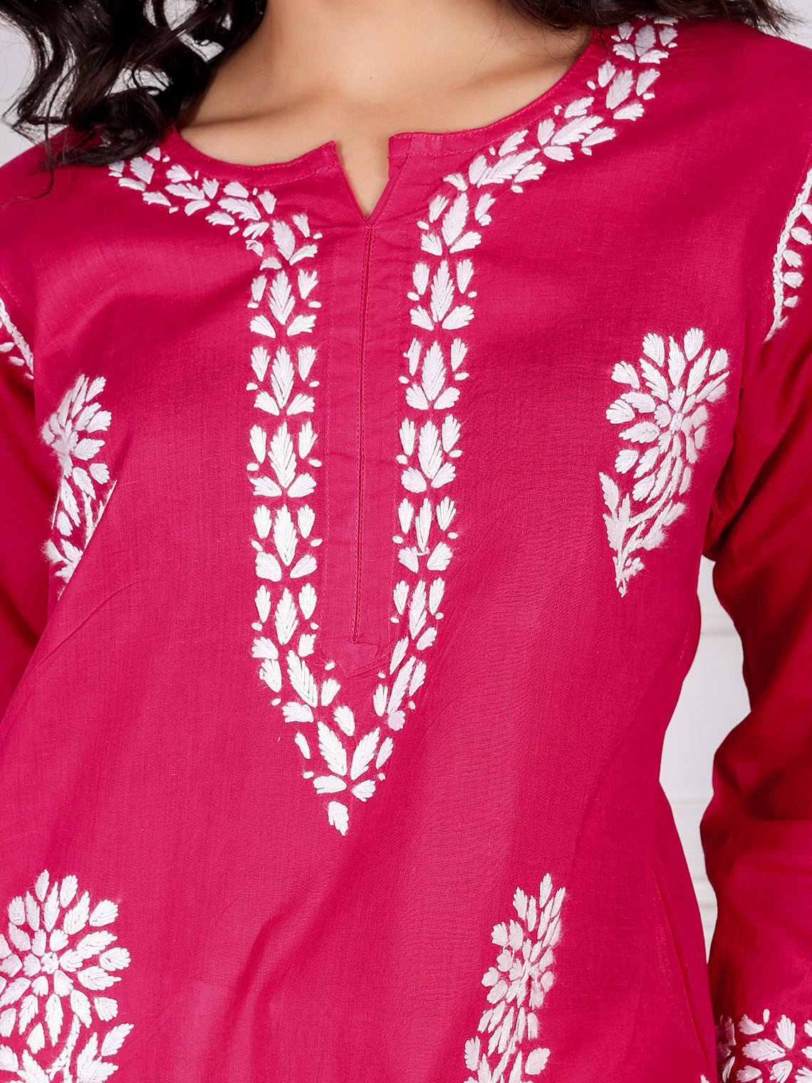 Aarna Cotton Straight Chikankari Kurti - Chowkhat Lifestyle