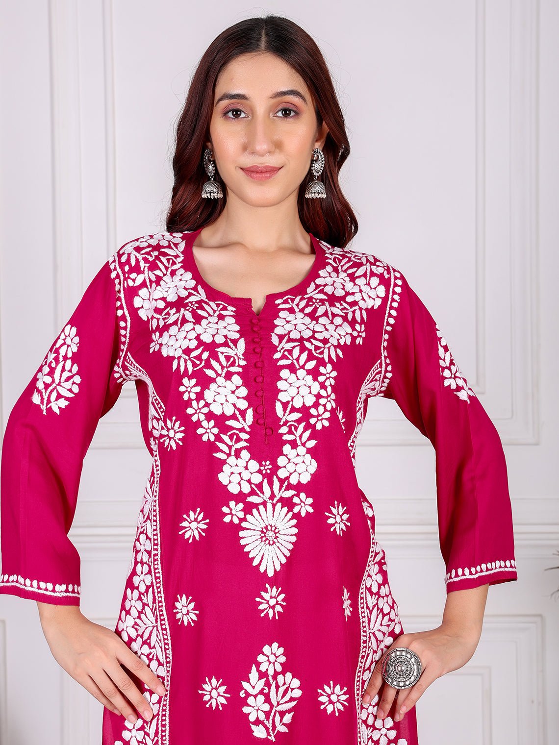 Azina Premium Modal Straight Chikankari Kurti - Chowkhat Lifestyle