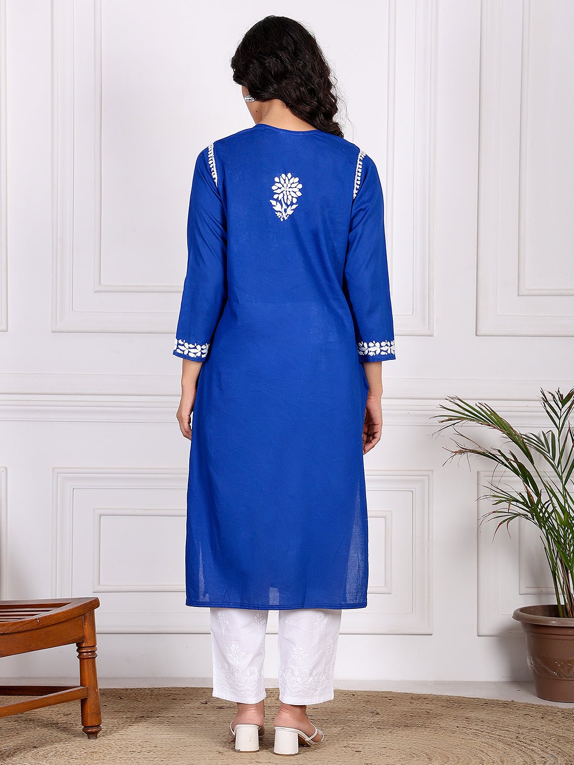 Aarna Cotton Straight Chikankari Kurti - Chowkhat Lifestyle