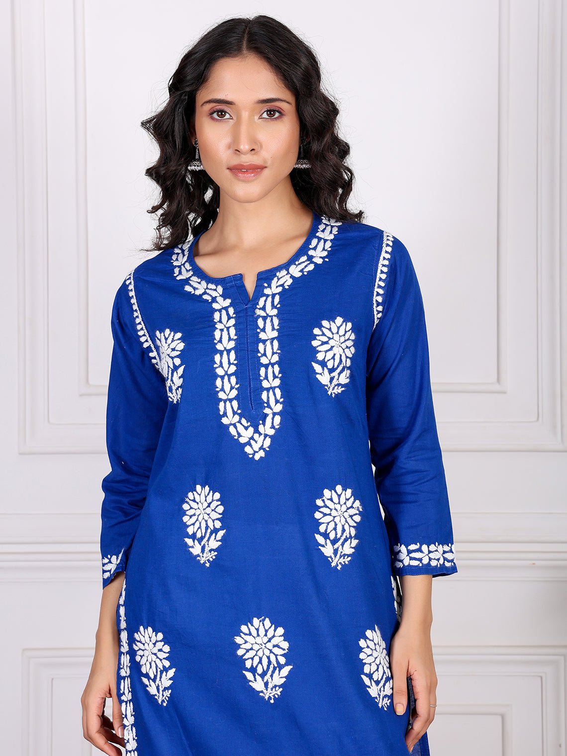 Aarna Cotton Straight Chikankari Kurti - Chowkhat Lifestyle