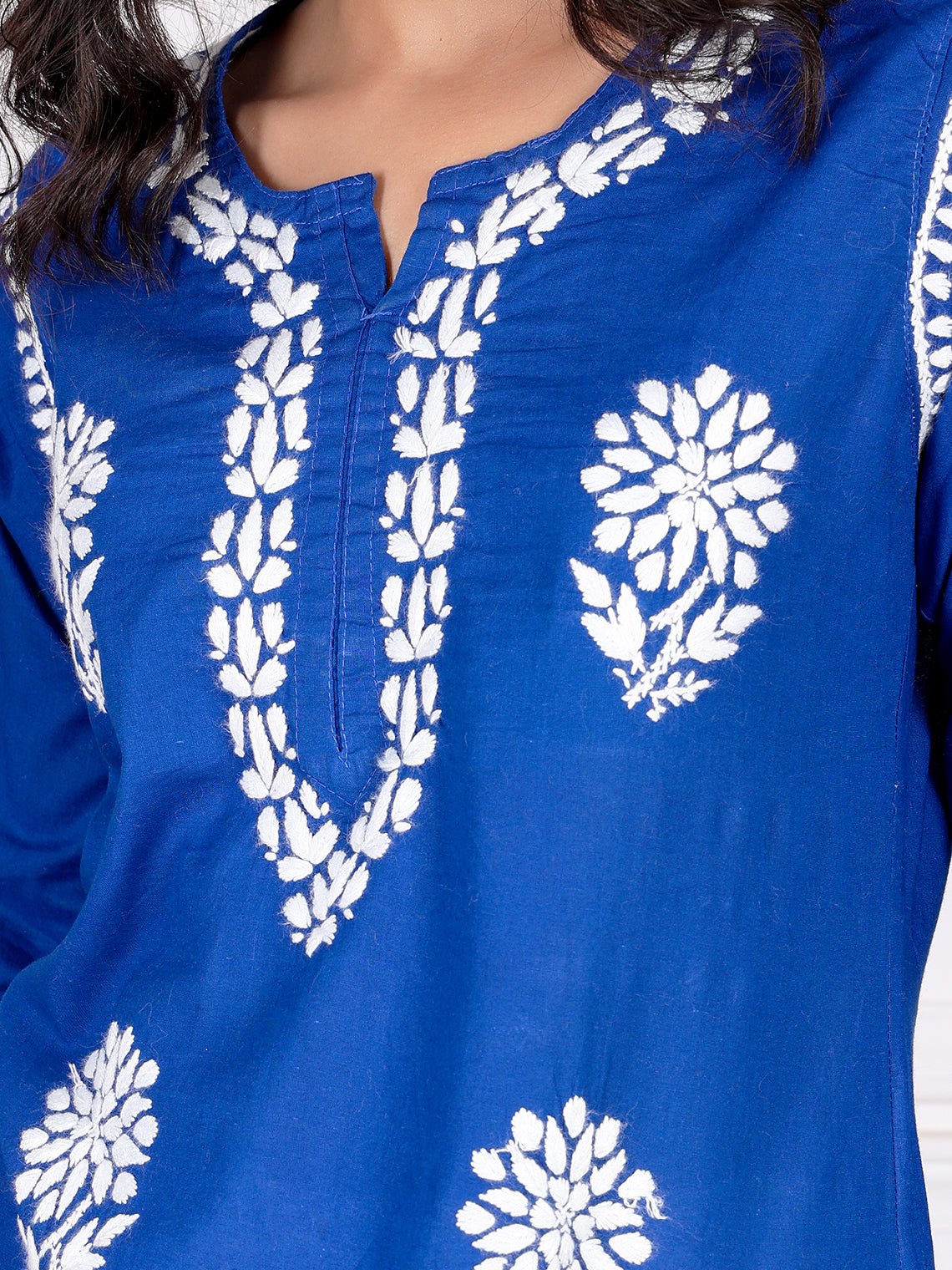 Aarna Cotton Straight Chikankari Kurti - Chowkhat Lifestyle