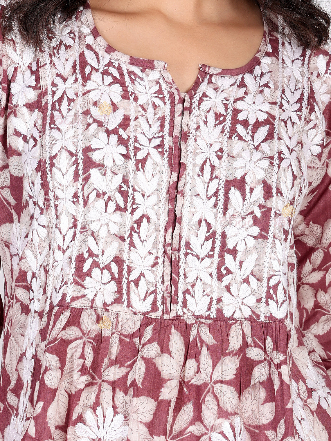 Mahika Mul Cotton Nyra Style Chikankari Kurti