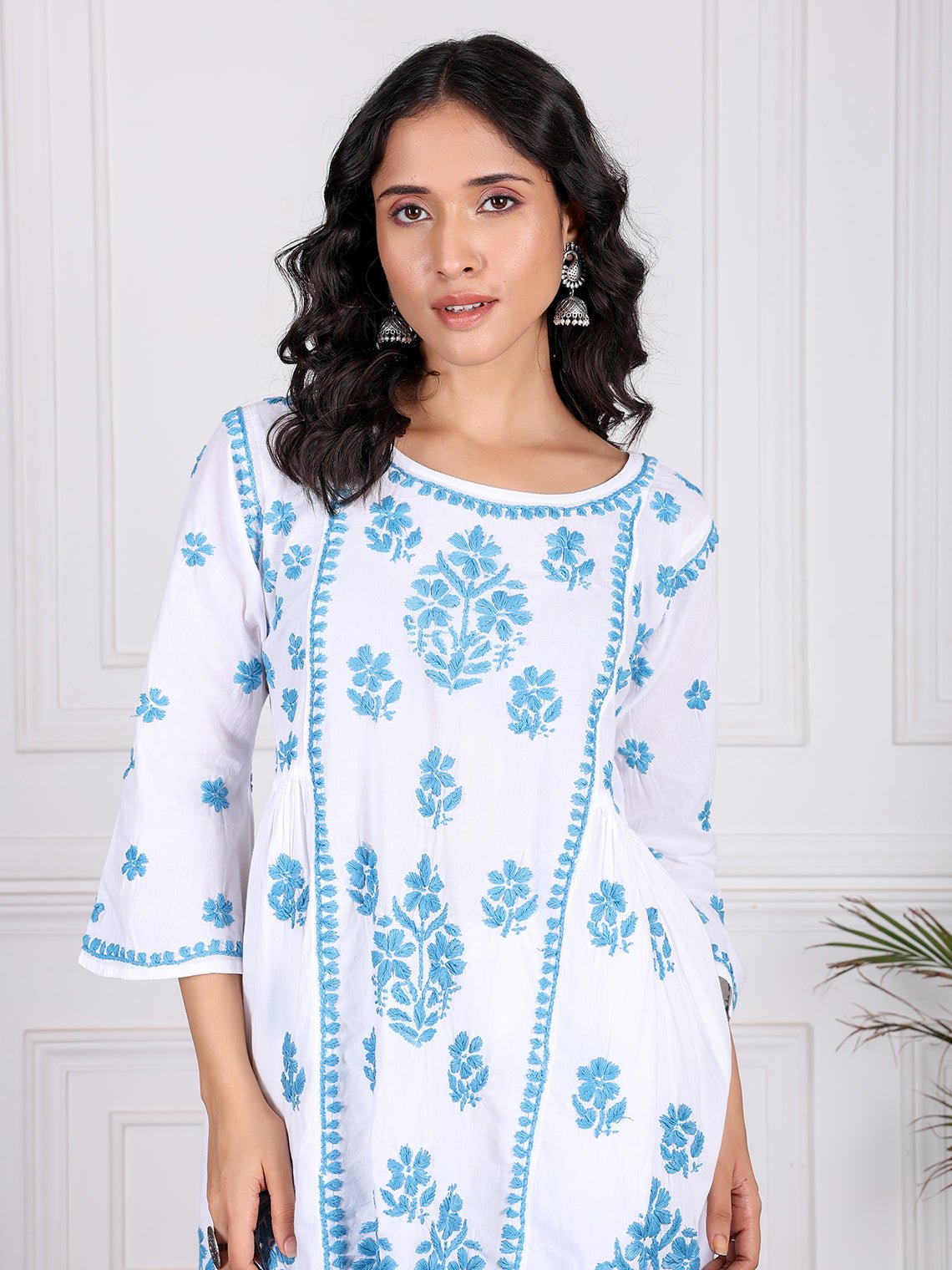 Adaa Cotton Chikankari Kurti & Palazzo Set - Chowkhat Lifestyle