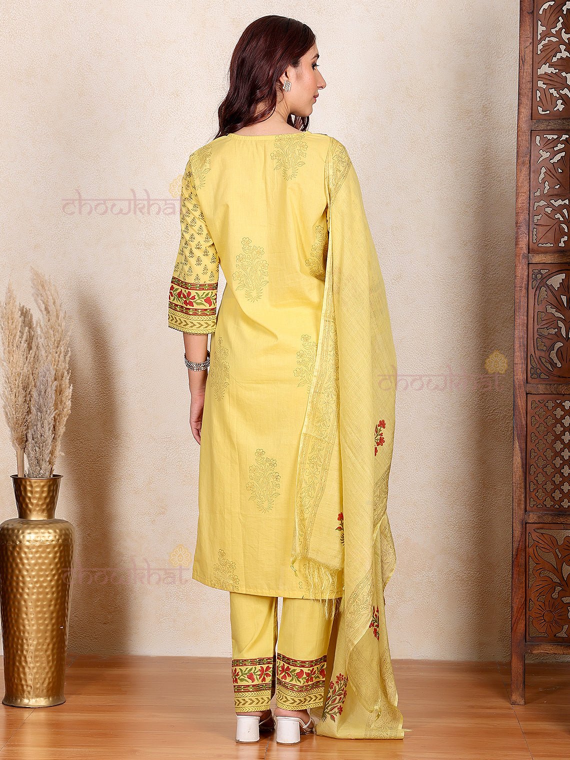 Ziya Cotton Hand Block Suit Set with Sequence Work - Chowkhat Lifestyle