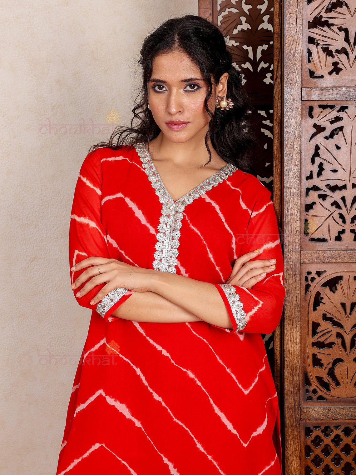 Fanha Georgette Leheriya Print Kurti & Pants Set - Chowkhat Lifestyle