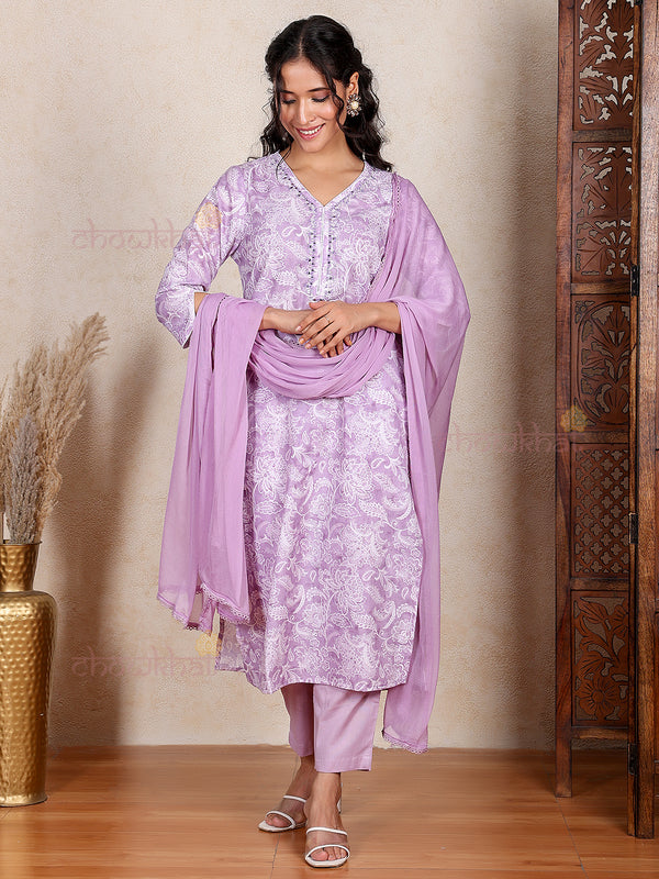 Diva Hand Embroidered Straight Stitched Suit set