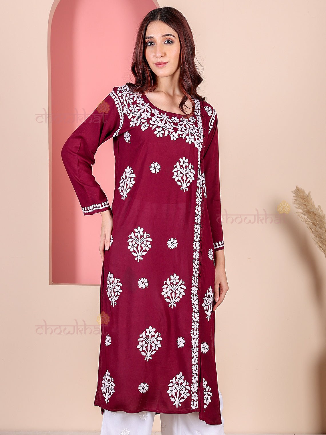 Saira Modal Chikankari Straight Kurti - Chowkhat Lifestyle