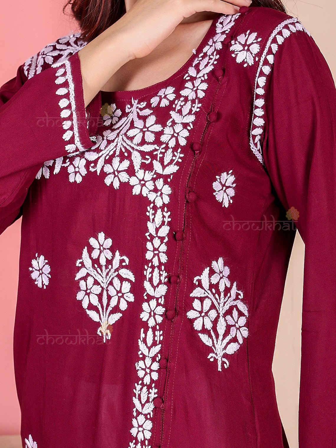 Saira Modal Chikankari Straight Kurti - Chowkhat Lifestyle