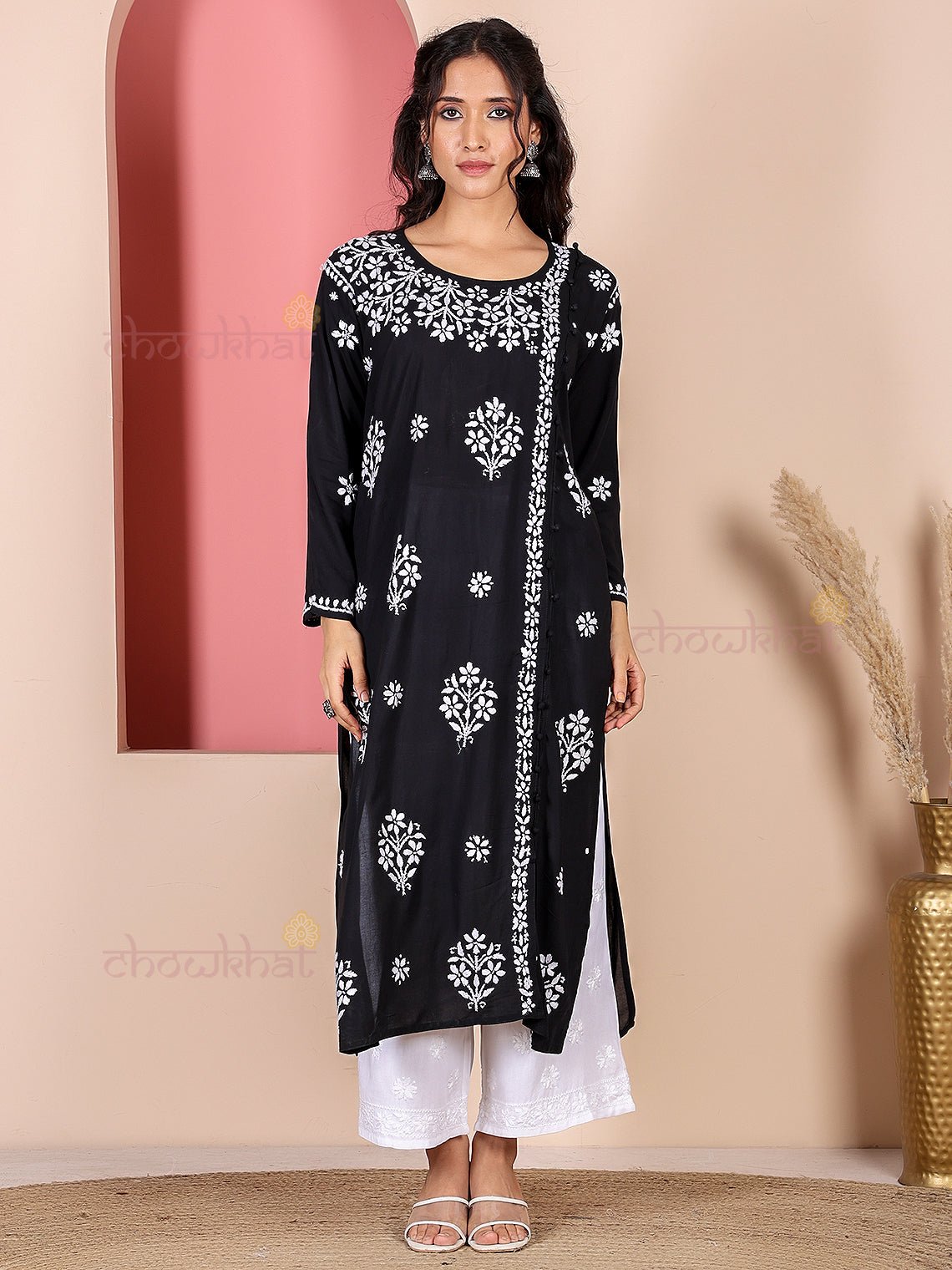 Saira Modal Chikankari Straight Kurti - Chowkhat Lifestyle