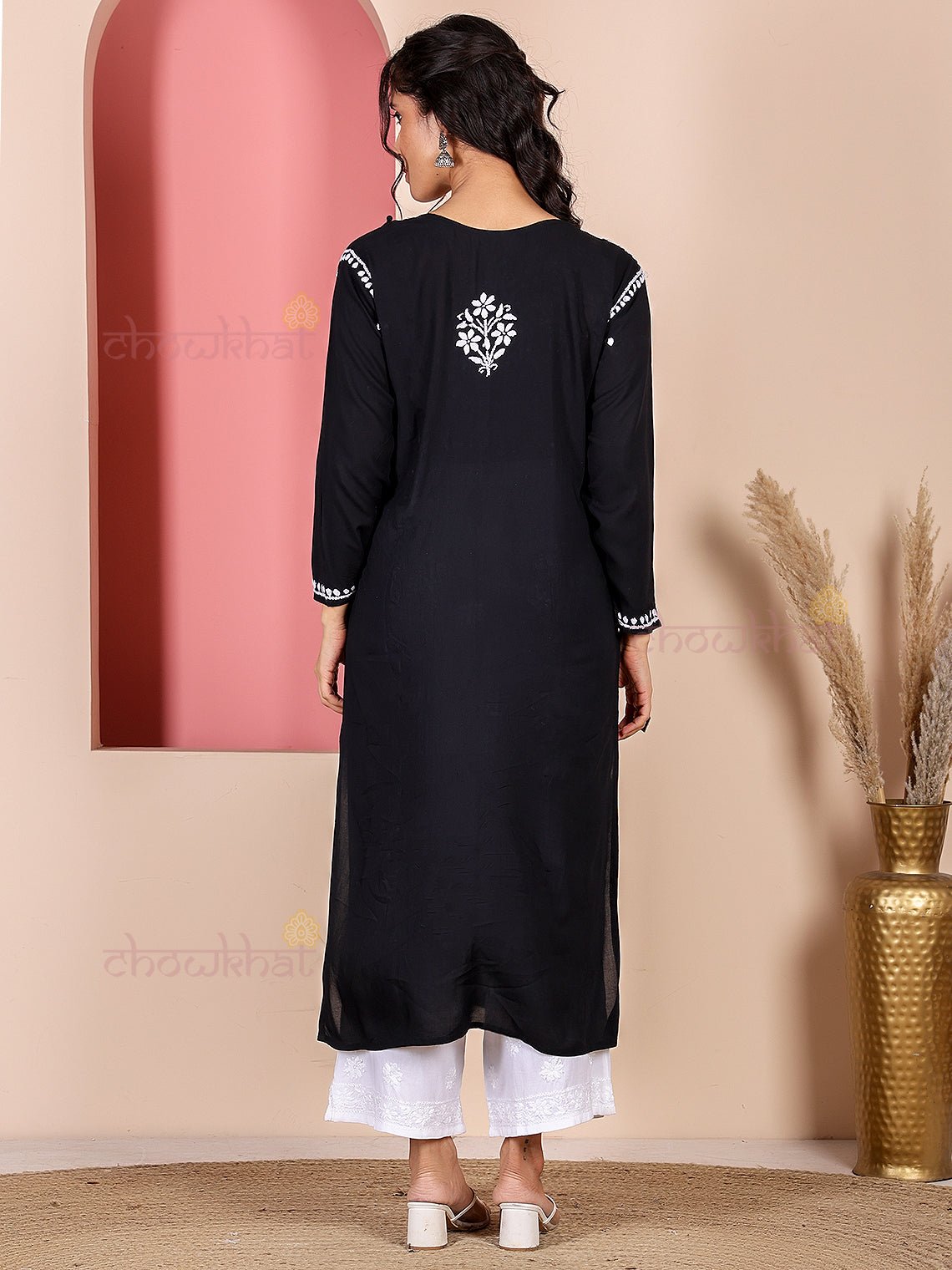 Saira Modal Chikankari Straight Kurti - Chowkhat Lifestyle