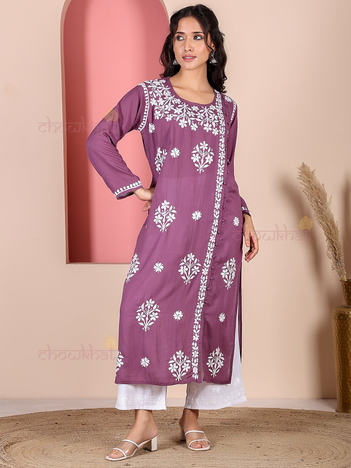 Saira Modal Chikankari Straight Kurti - Chowkhat Lifestyle