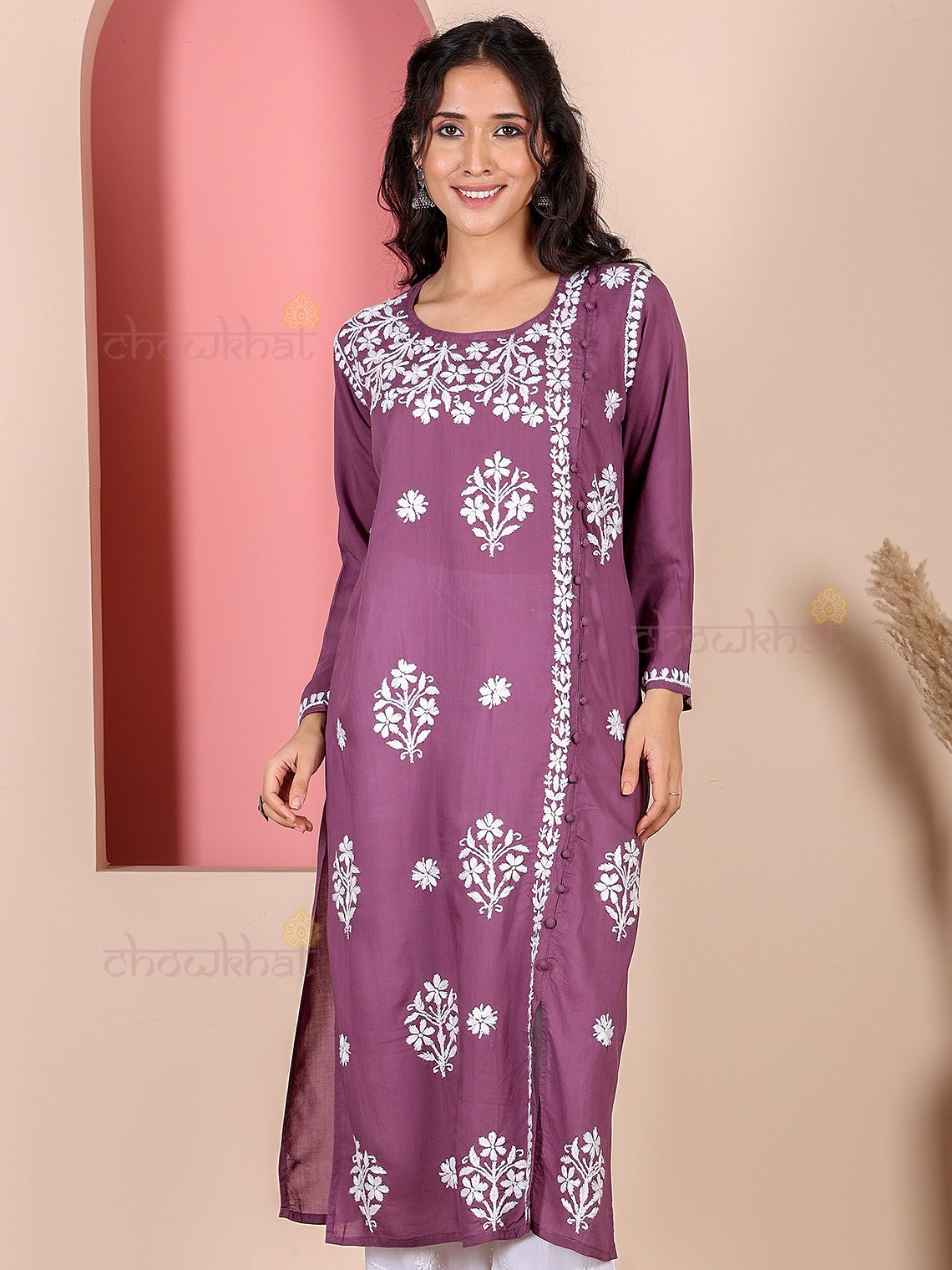 Saira Modal Chikankari Straight Kurti - Chowkhat Lifestyle