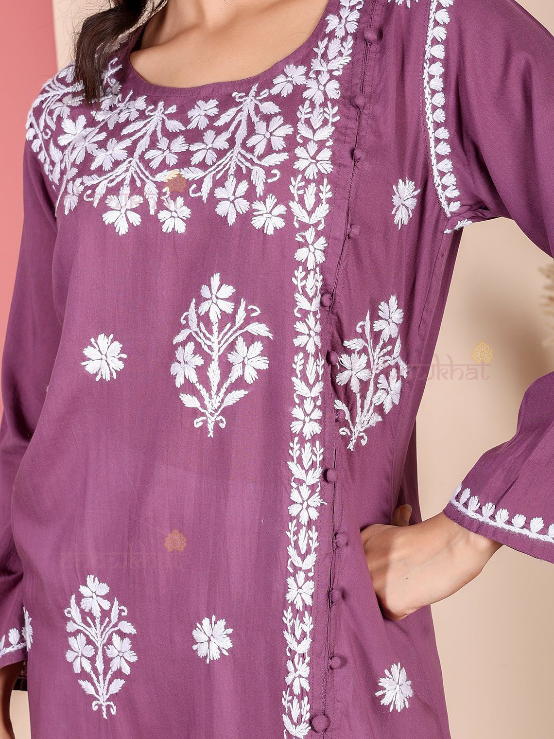 Saira Modal Chikankari Straight Kurti - Chowkhat Lifestyle