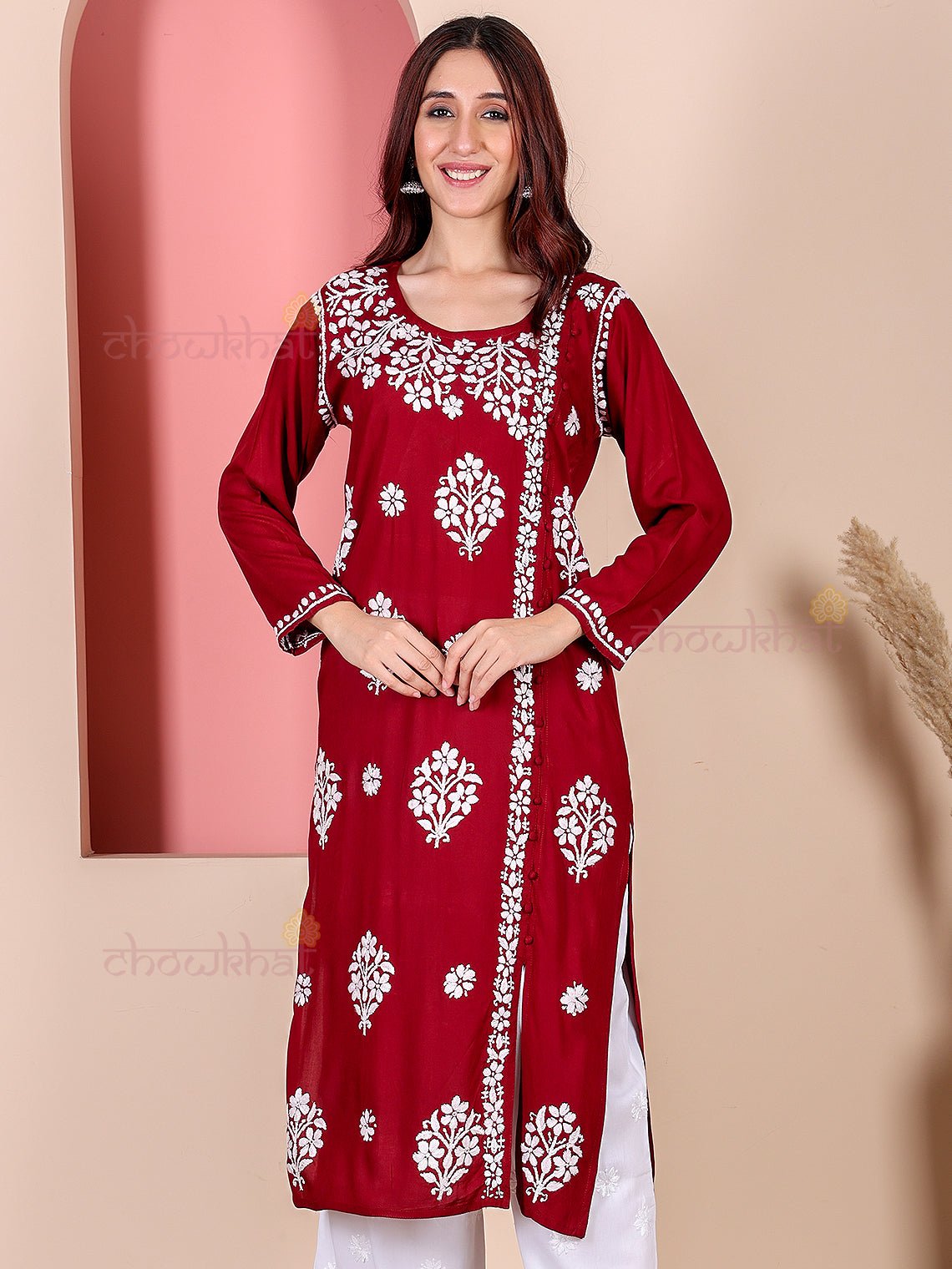 Saira Modal Chikankari Straight Kurti - Chowkhat Lifestyle