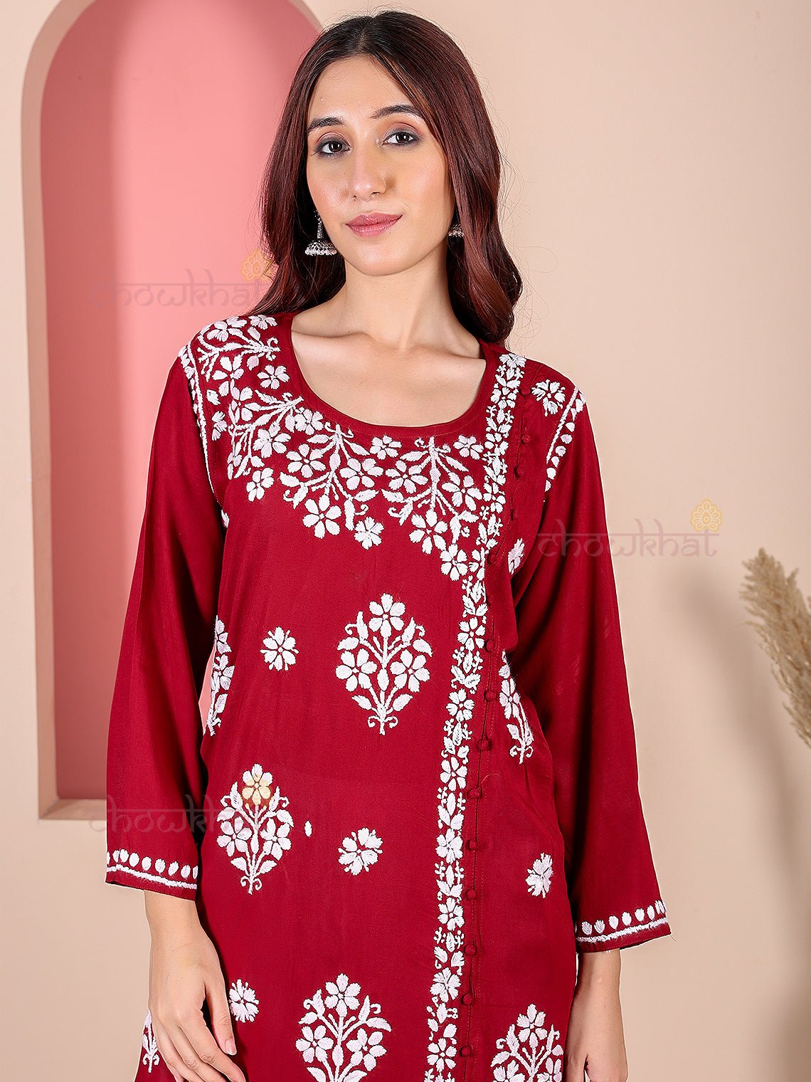 Saira Modal Chikankari Straight Kurti - Chowkhat Lifestyle