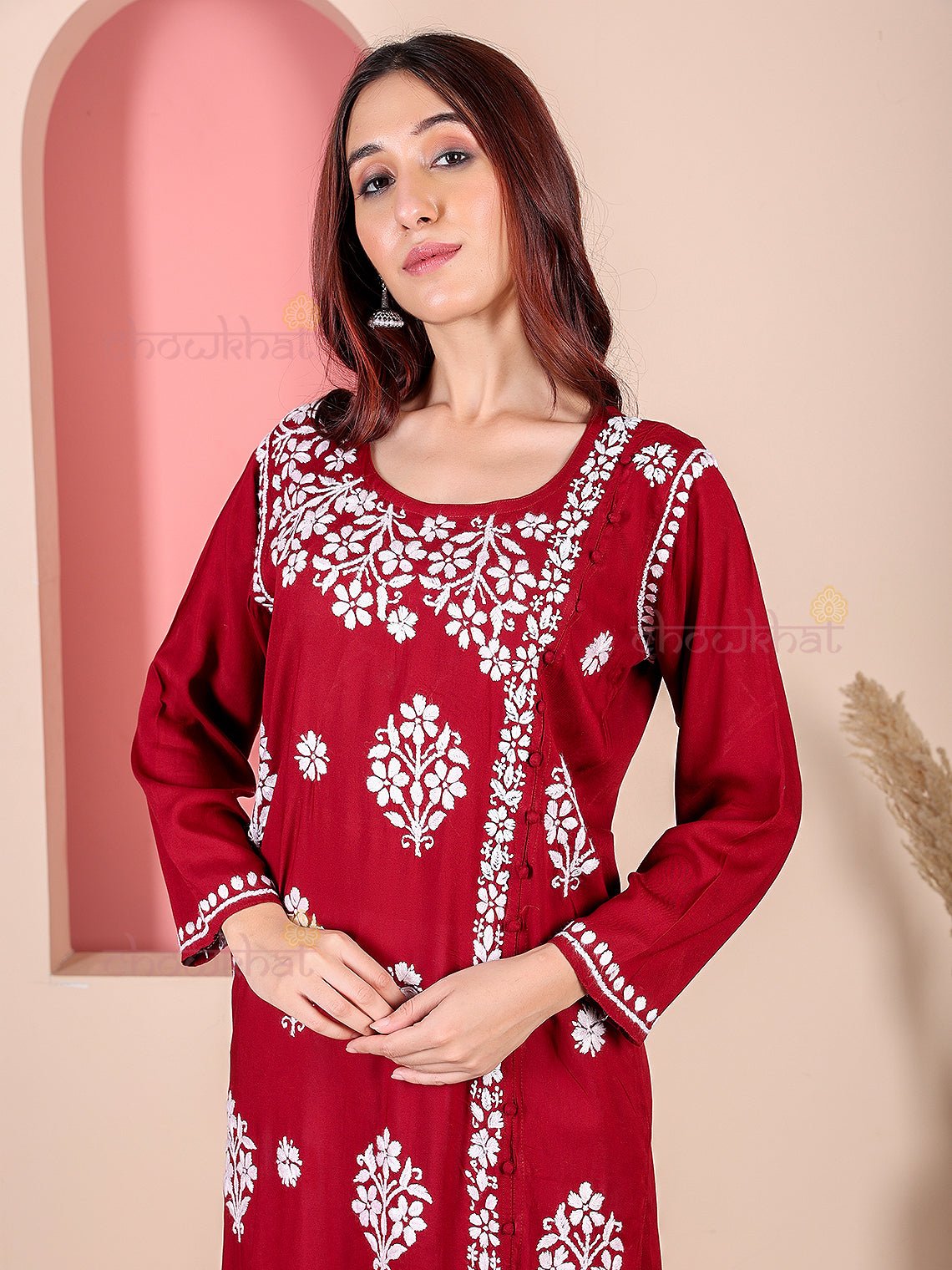 Saira Modal Chikankari Straight Kurti - Chowkhat Lifestyle