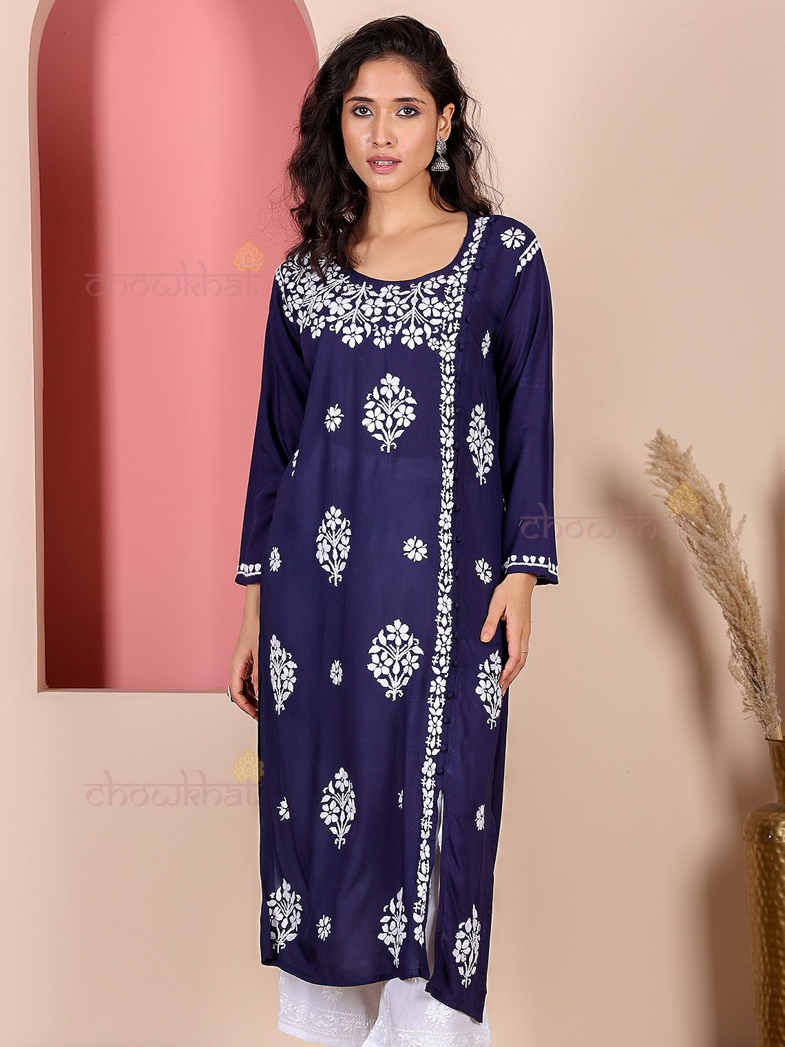 Saira Modal Chikankari Straight Kurti - Chowkhat Lifestyle